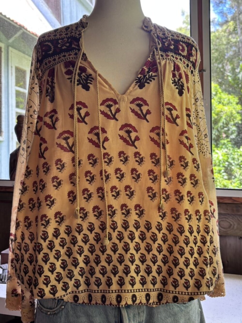 BOHO printed long sleeve blouse